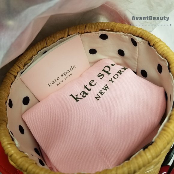 Kate Spade Picnic Cherries Wicker Crossbody Bucket - Picture 16 of 16